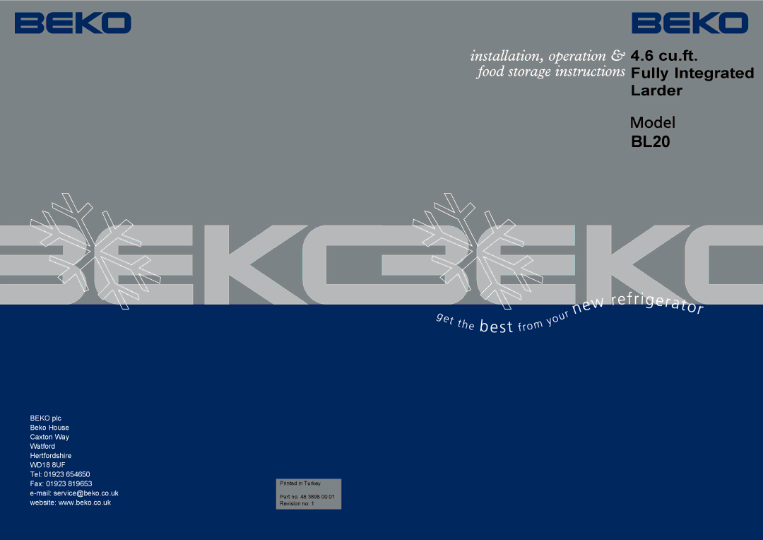 Beko BL20 manual 