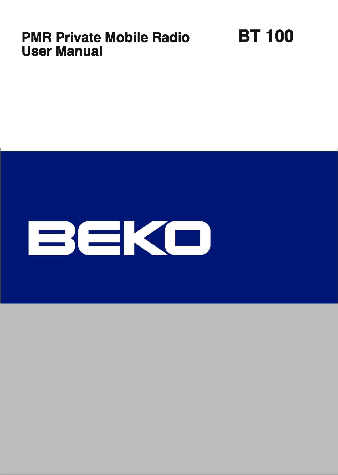 Beko BT-100 manual 