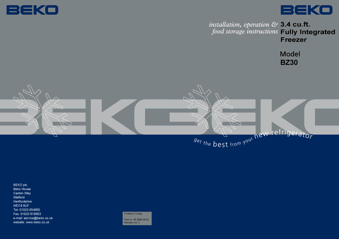 Beko BZ30 manual 