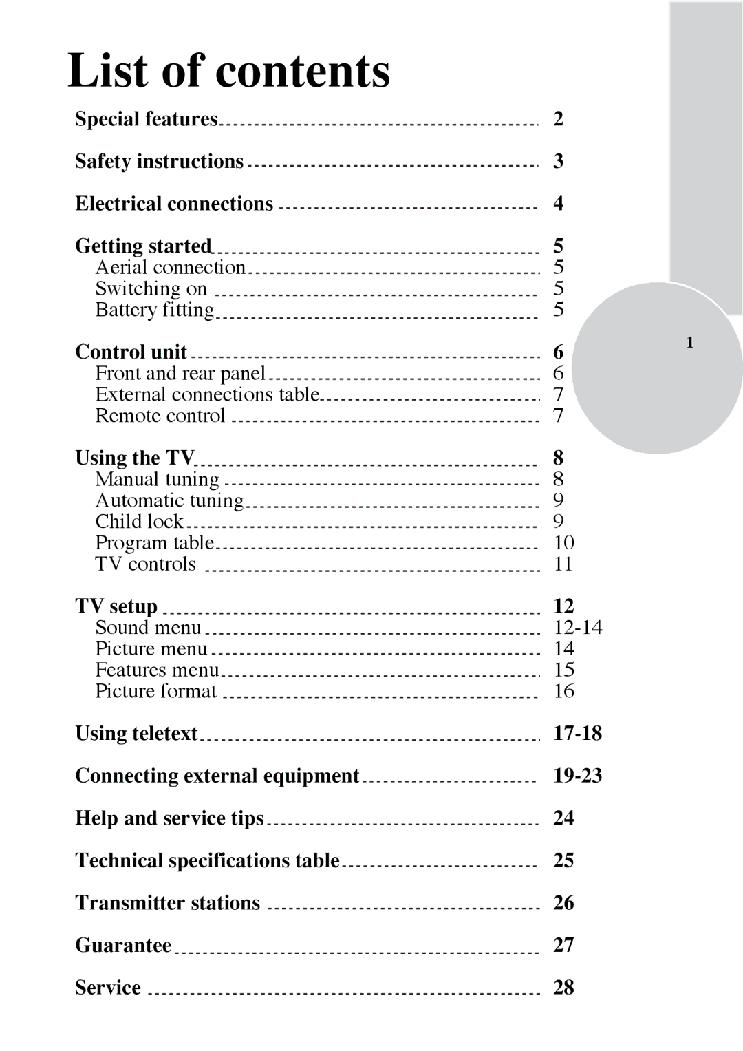 Beko C7 manual List of contents 