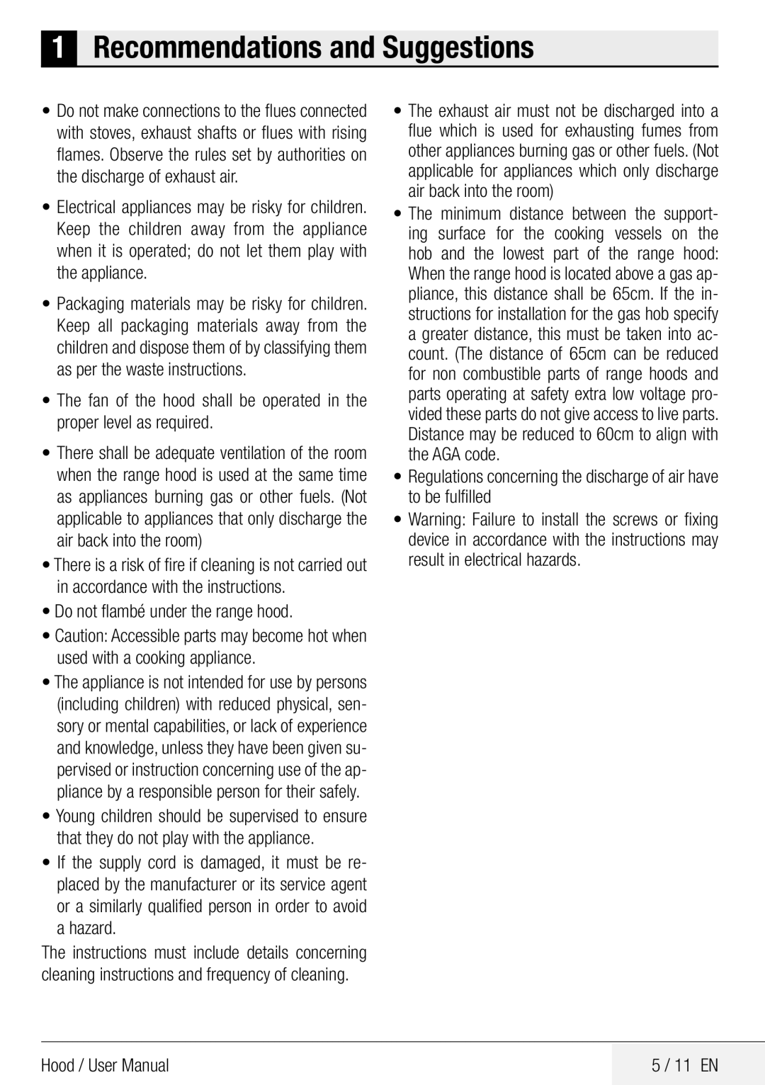 Beko CCB 5140 XA user manual Do not flambé under the range hood 