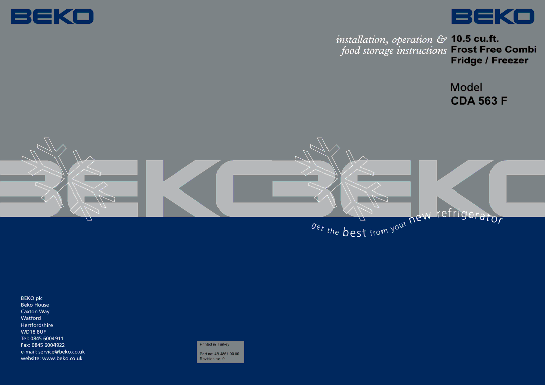 Beko CDA 563 F manual 