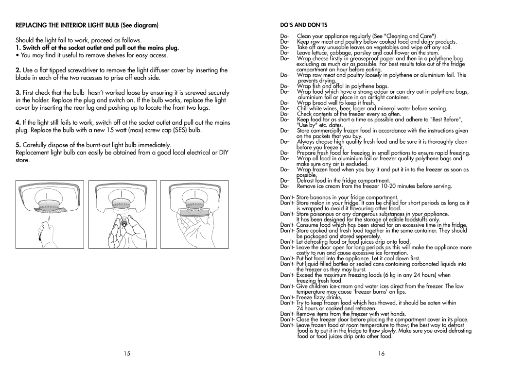 Beko CDA 645 F manual DOS and Donts 