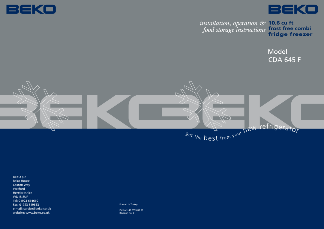 Beko CDA 645 F manual 