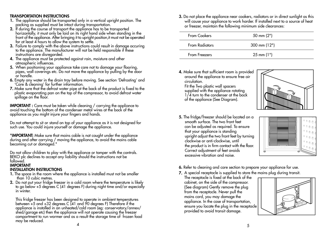 Beko CDA 653 F manual Transportation Instructions 