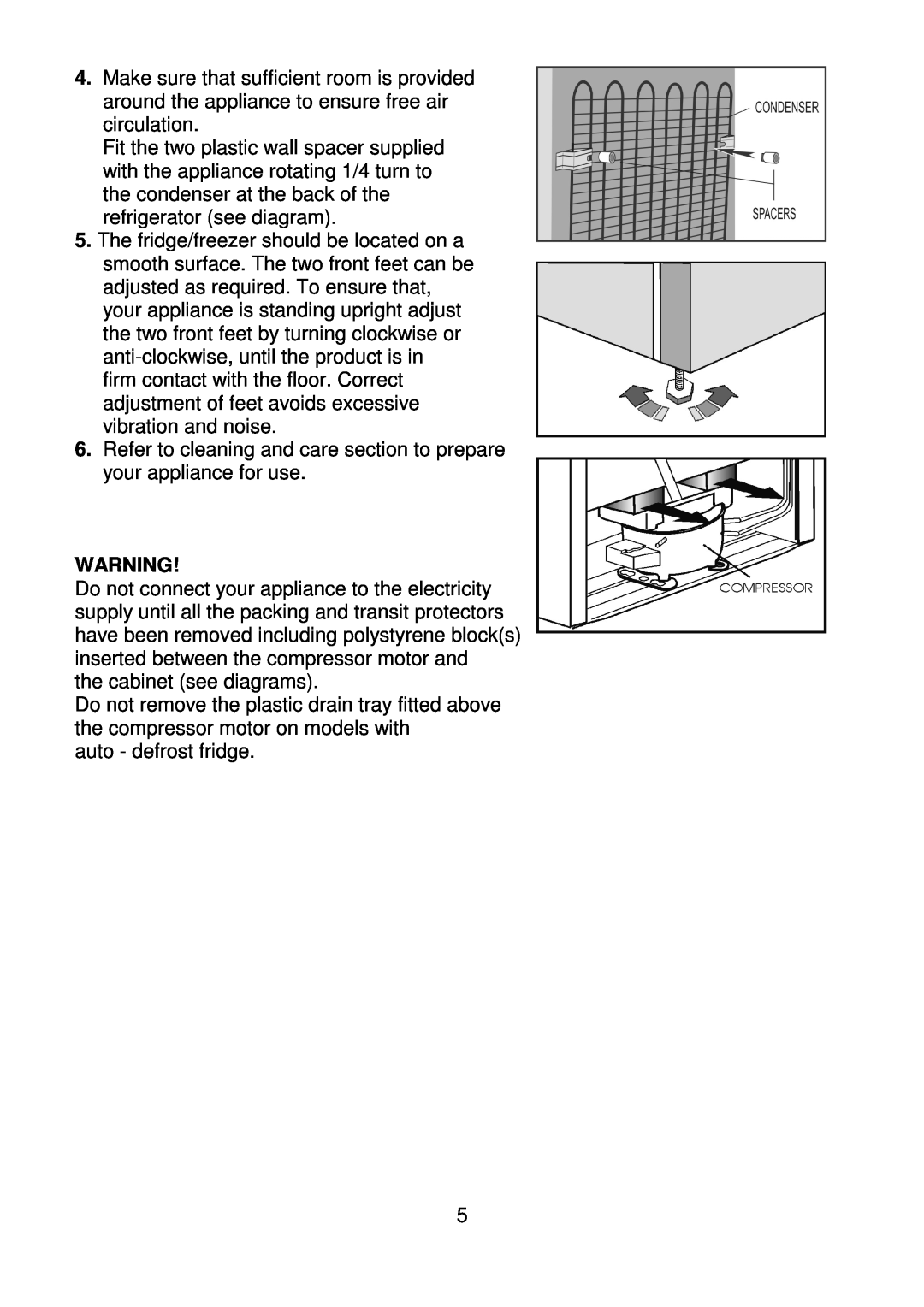 Beko CDA660F installation instructions the cabinet see diagrams, auto - defrost fridge 