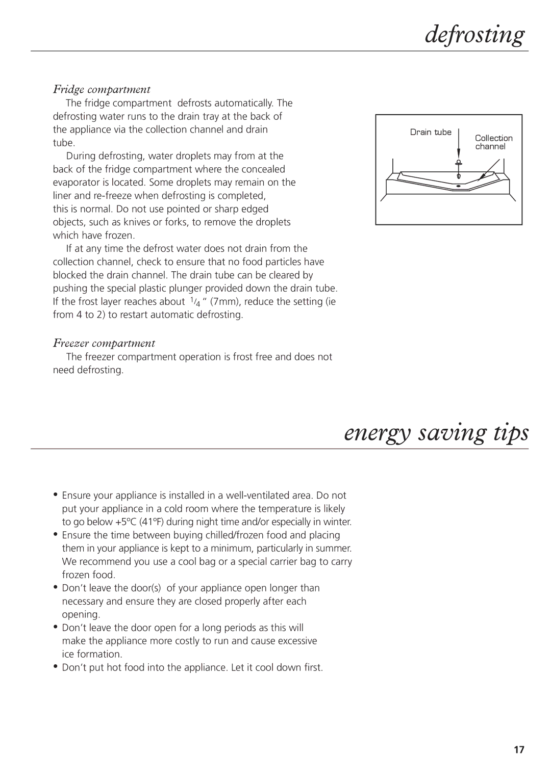 Beko CDA751F, CDA752F manual Defrosting, Energy saving tips 