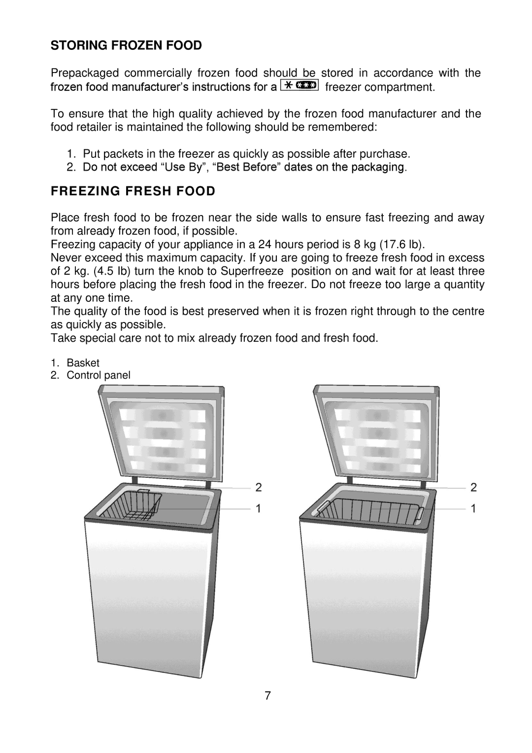 Beko CF374W manual Storing Frozen Food, Freezing Fresh Food 