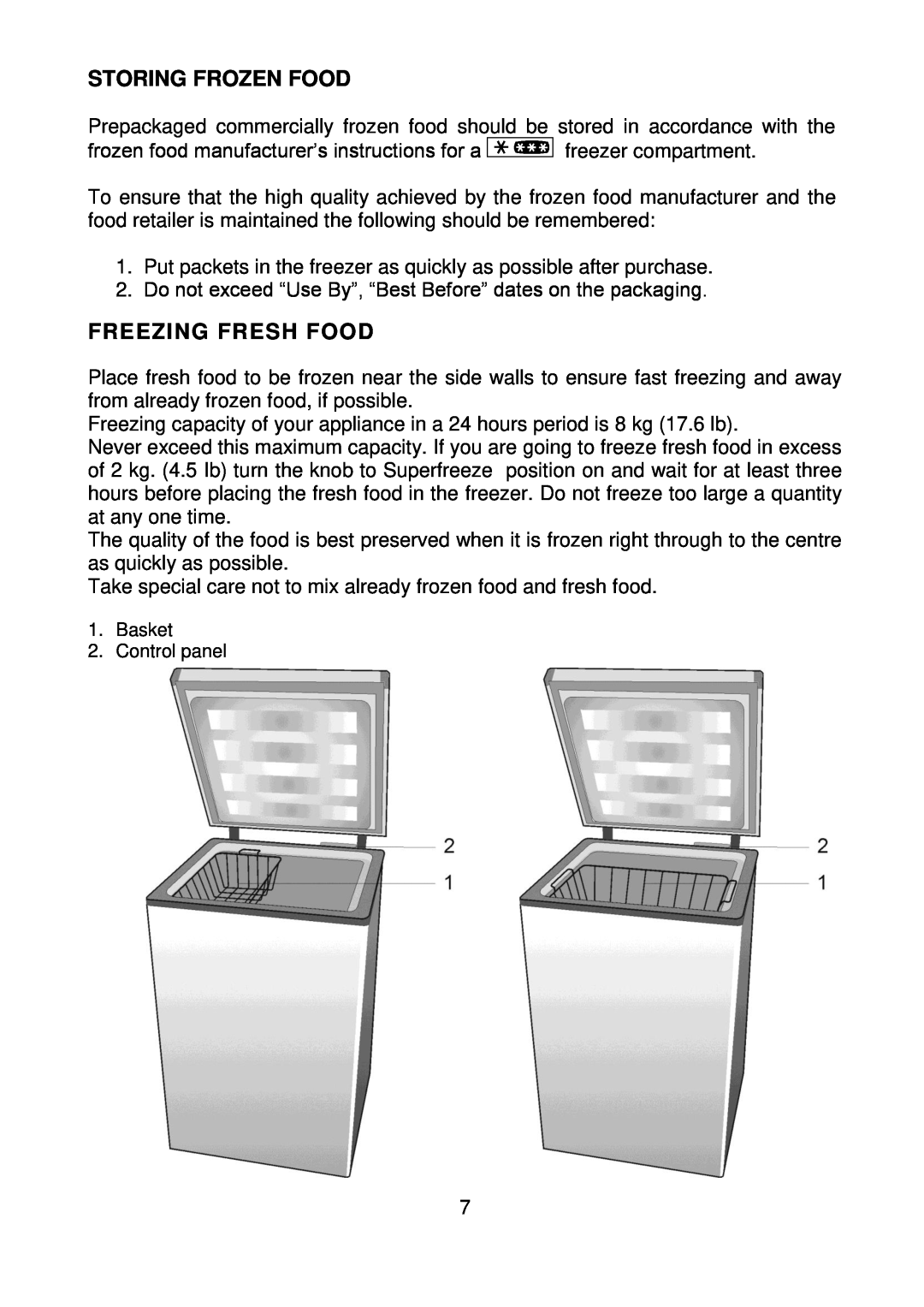 Beko CF374W manual Storing Frozen Food, Freezing Fresh Food 