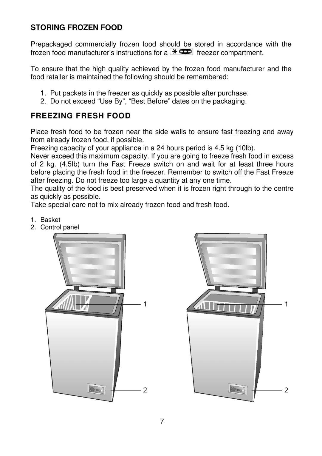 Beko CF393APW manual Storing Frozen Food, Freezing Fresh Food 