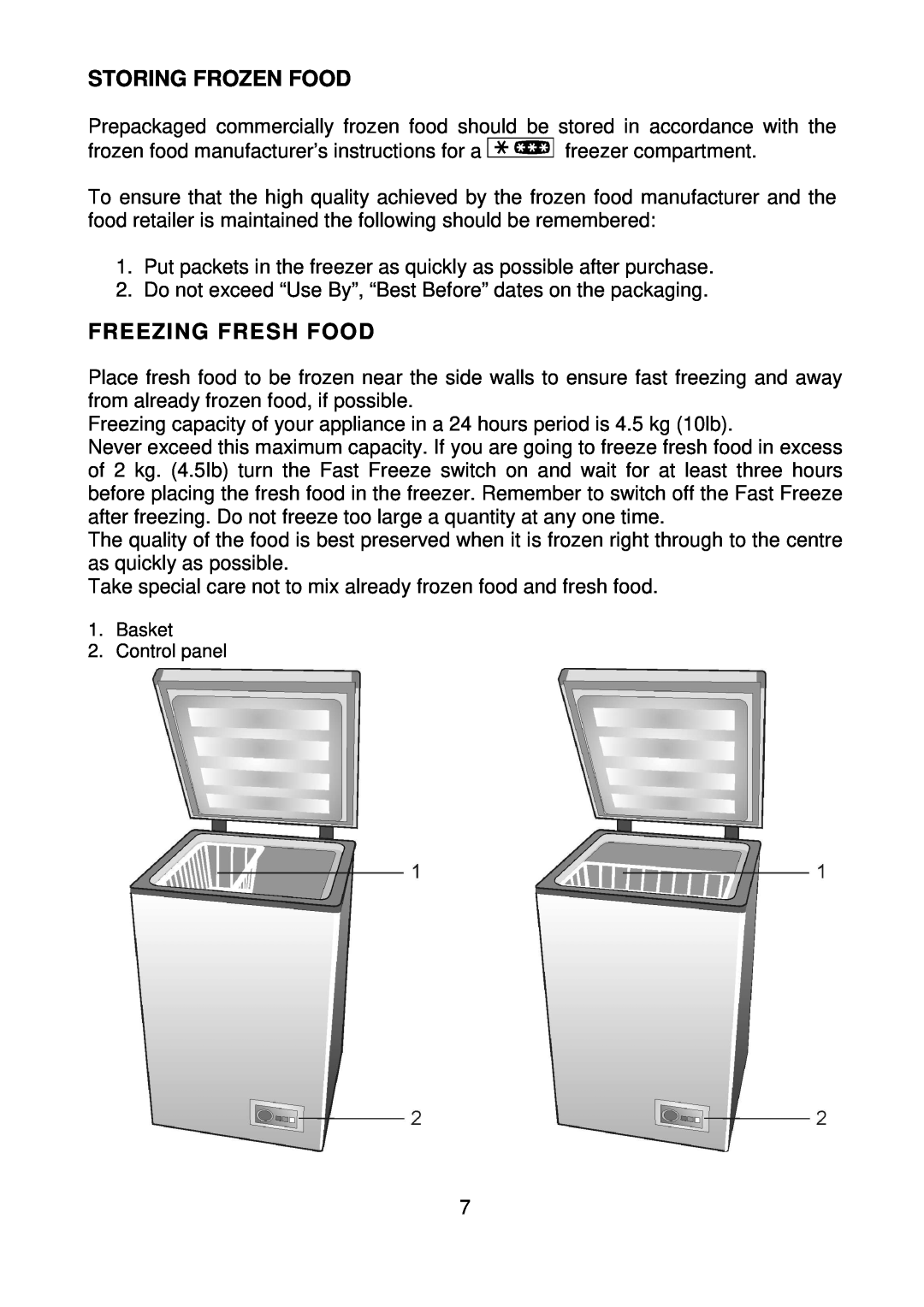 Beko CF393APW manual Storing Frozen Food, Freezing Fresh Food 