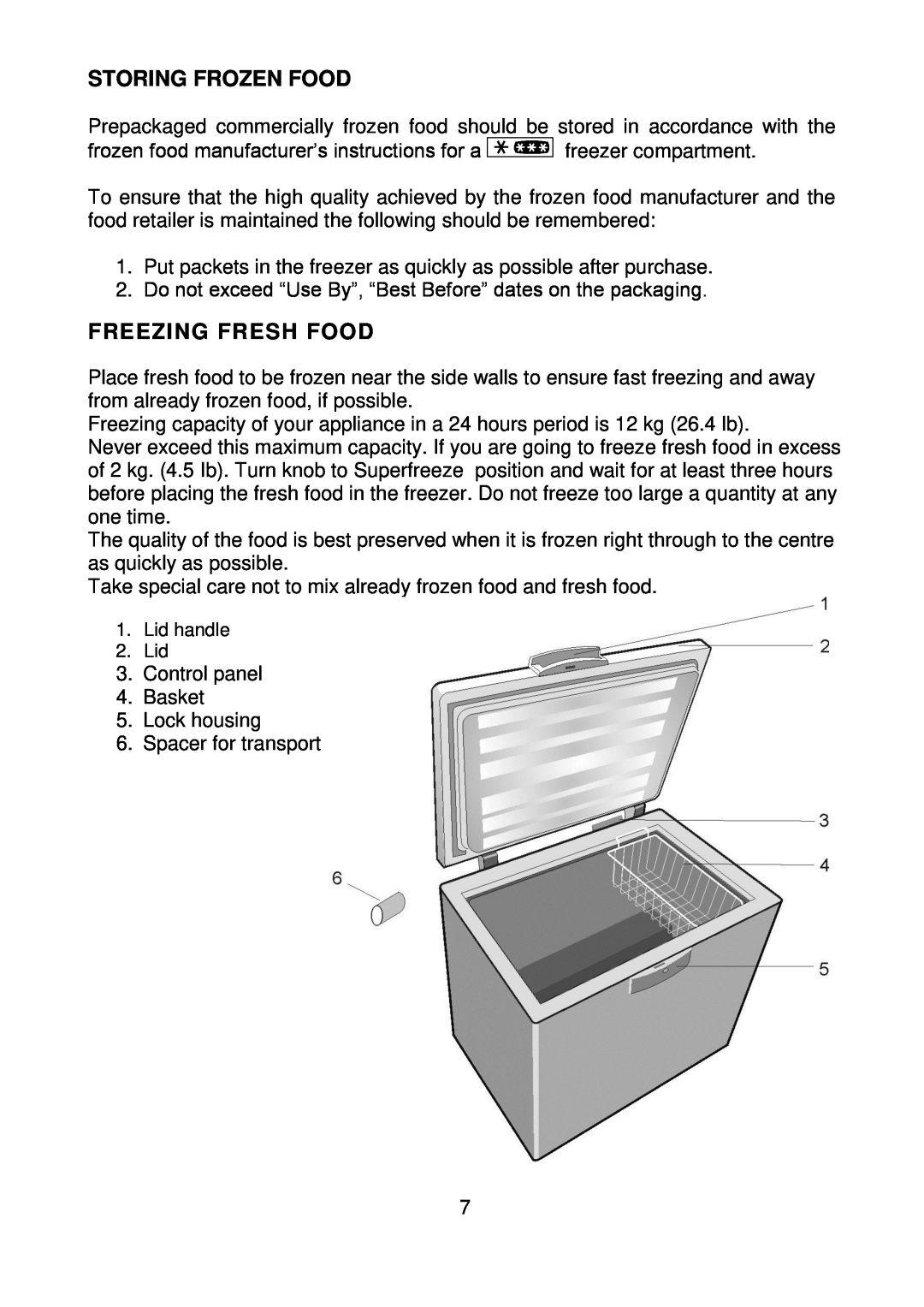Beko CF625W manual Storing Frozen Food, Freezing Fresh Food 