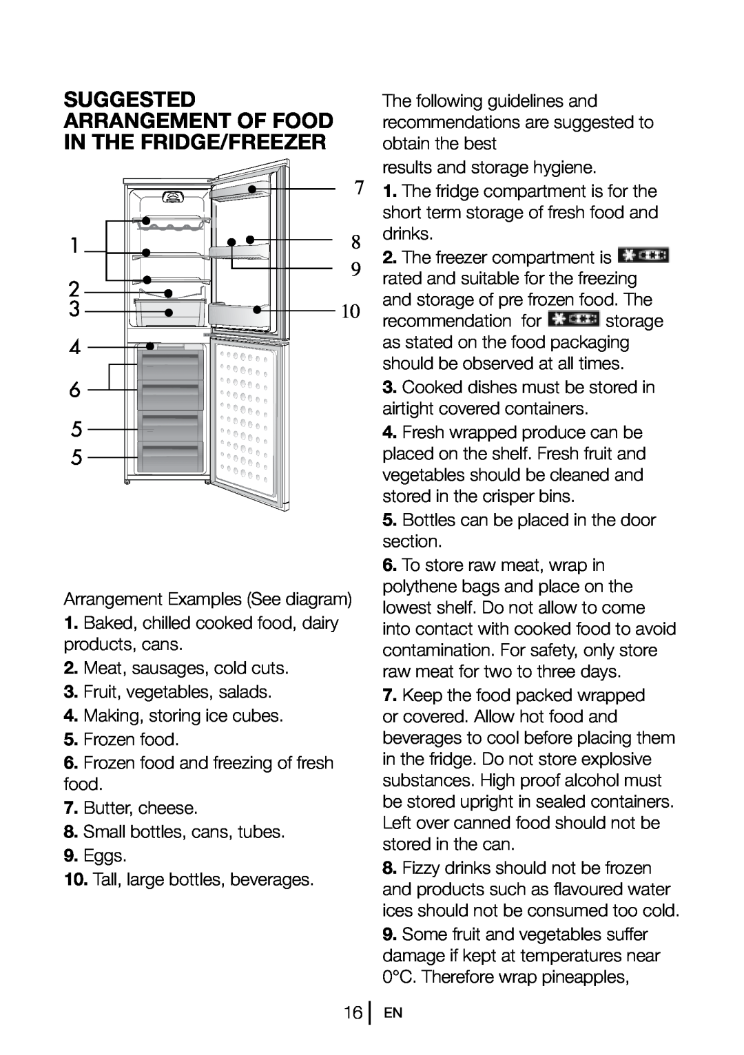 Beko CF6914 W manual Suggested, Arrangement Of Food, In The Fridge/Freezer 