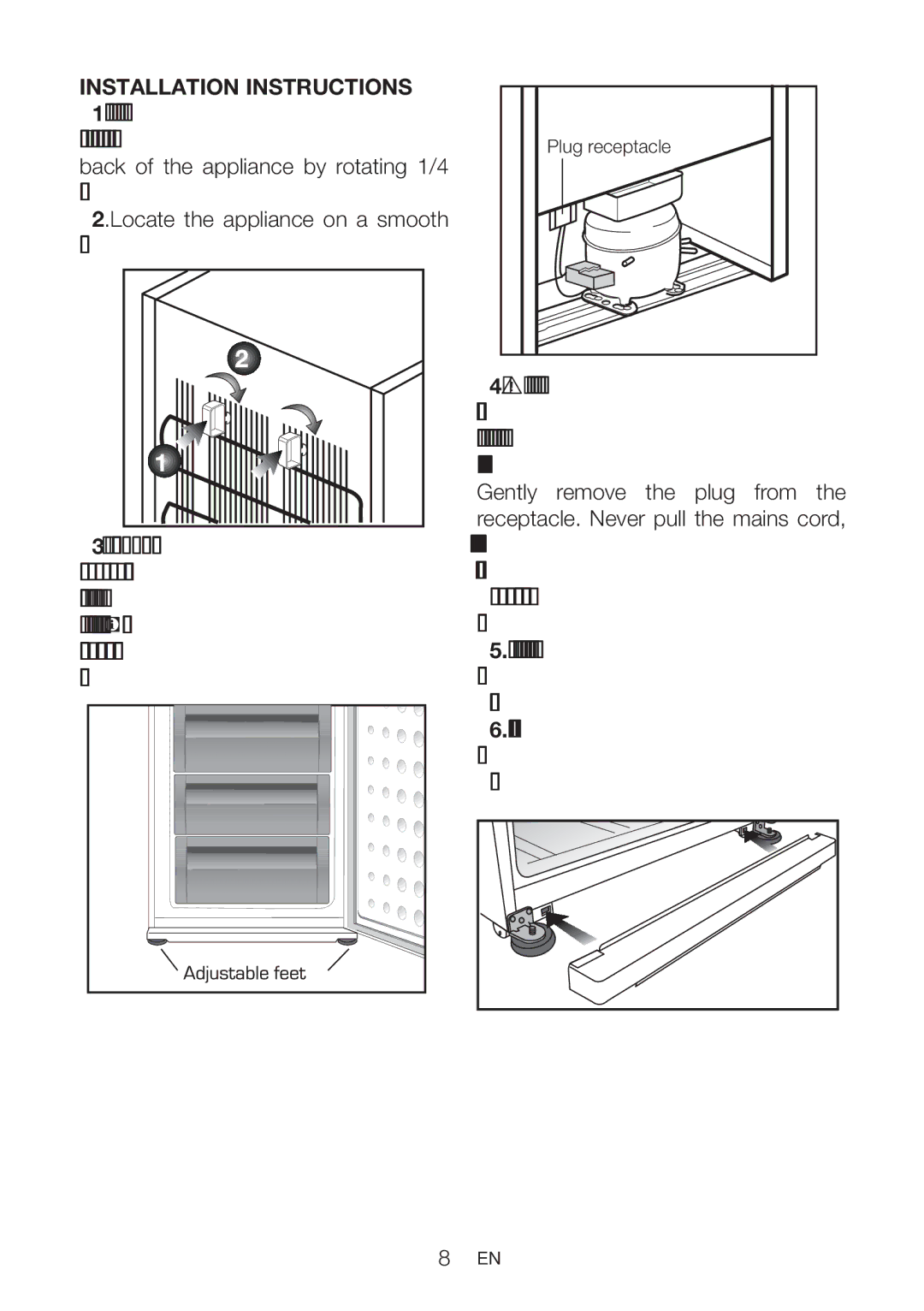 Beko CF7914 manual Plug receptacle 