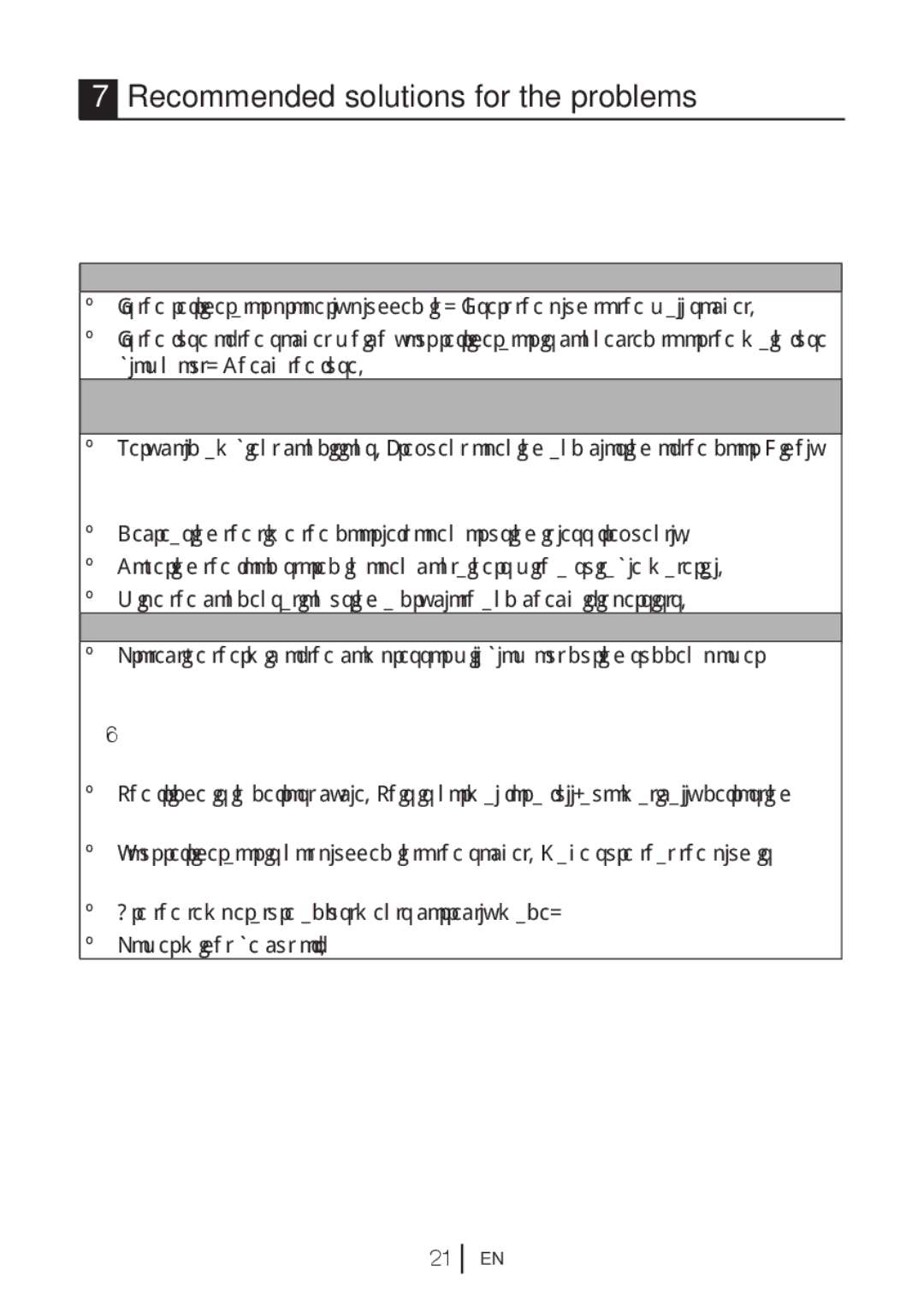 Beko CFD 540B, CFD 540S, CFD 540W manual Recommended solutions for the problems 