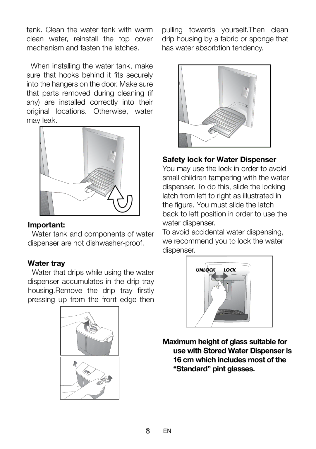 Beko CFD 7914 manual Water tray 