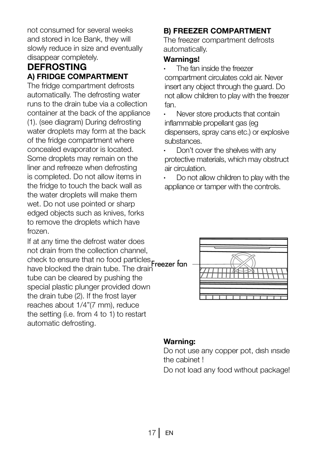 Beko CFD5834APW, CFD5834APS, CFD5834APB manual Defrosting 