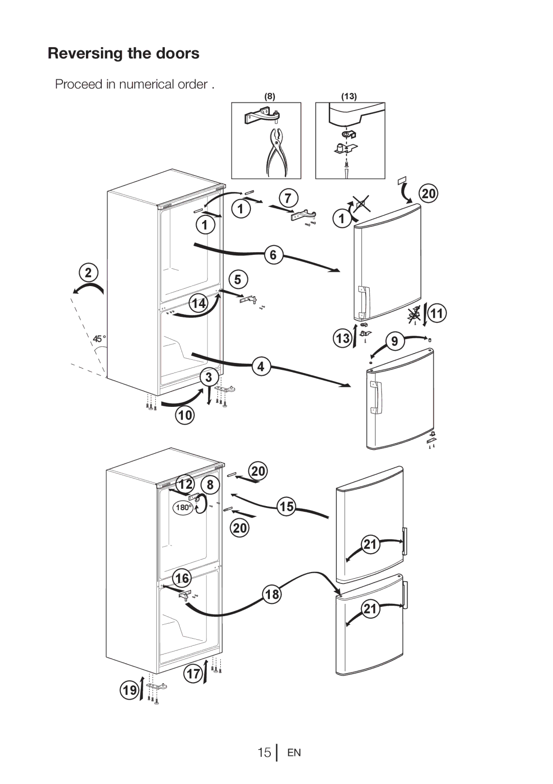 Beko CFD640W, CFD640B, CFD640S manual Proceed in numerical order 