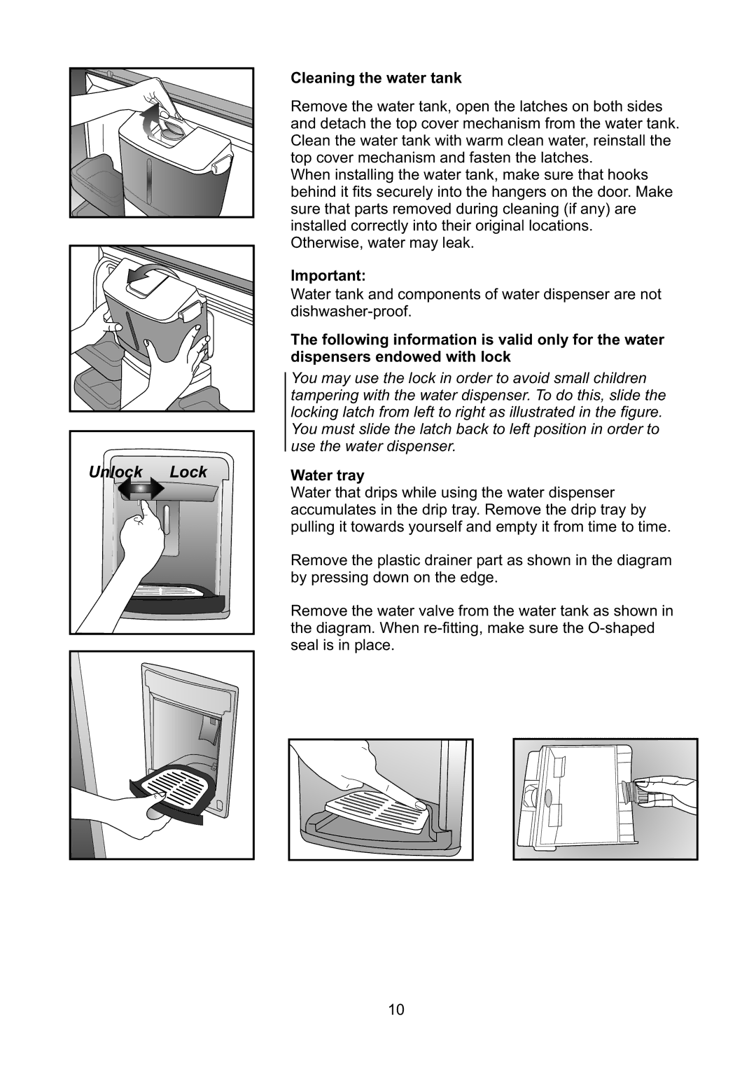 Beko CFD6643 manual Cleaningthewatertank 