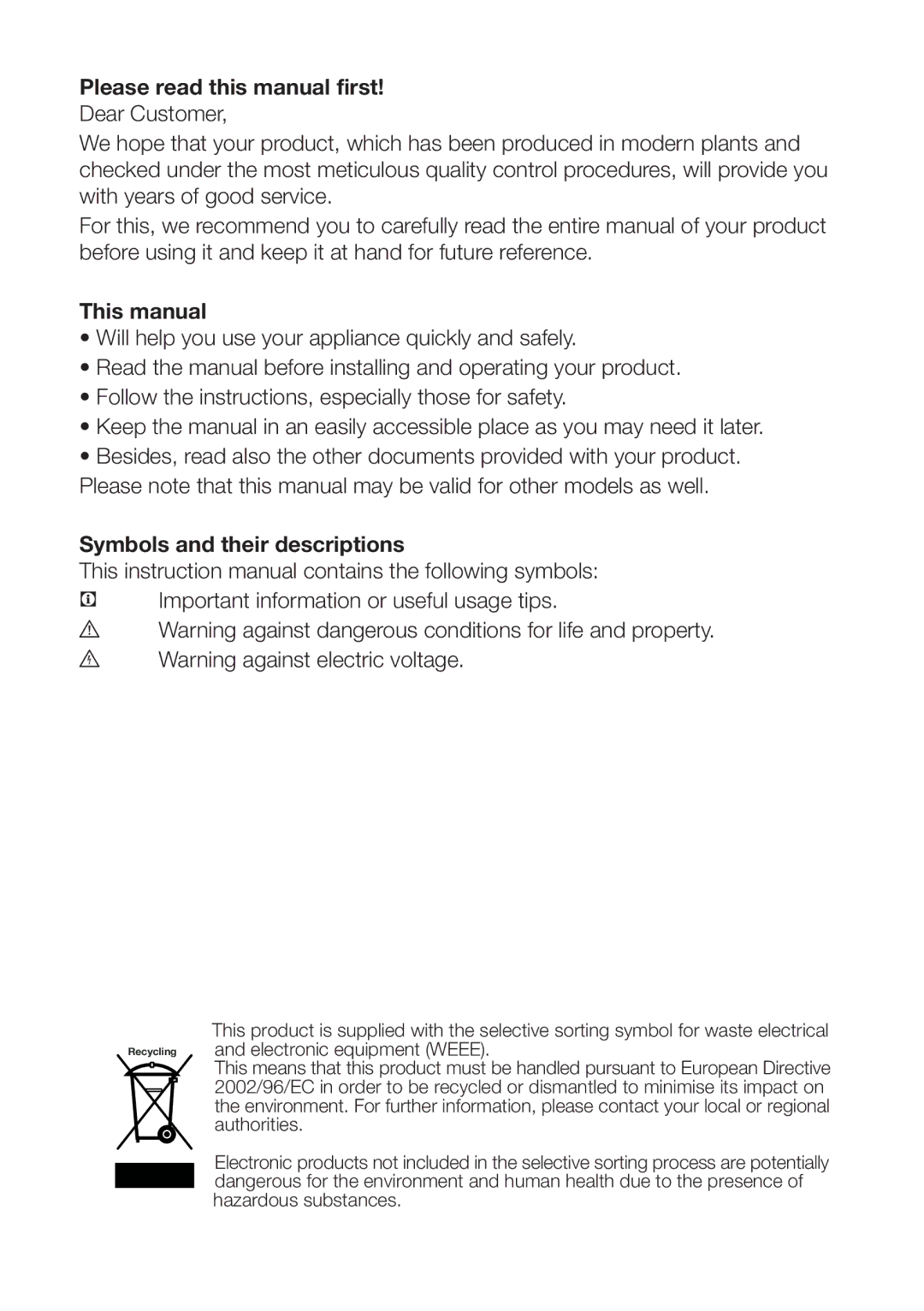 Beko CFD6914X, CFD6914S, CFD6914W Please read this manual first 