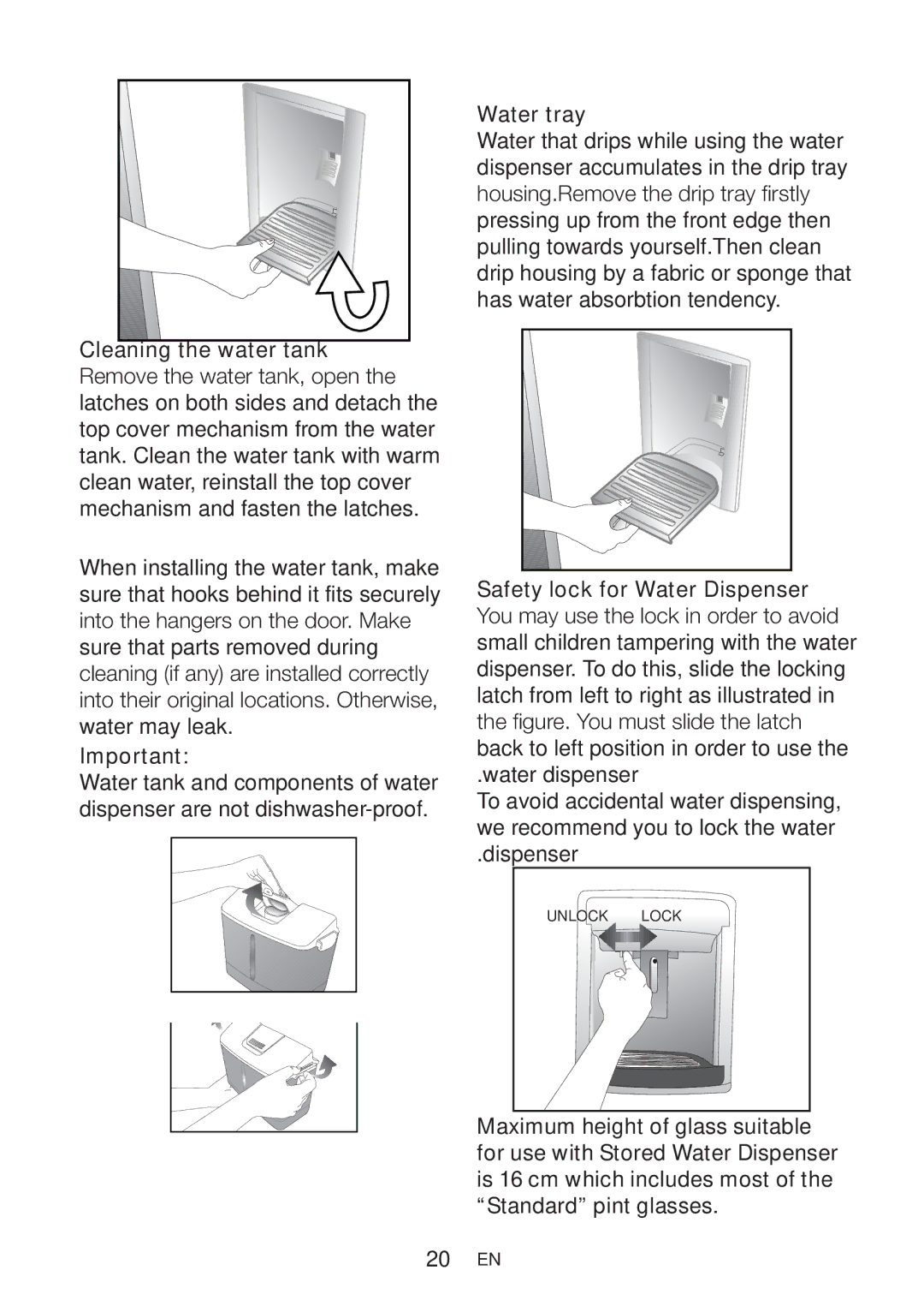 Beko CFD6914X, CFD6914S, CFD6914W manual Water tray 