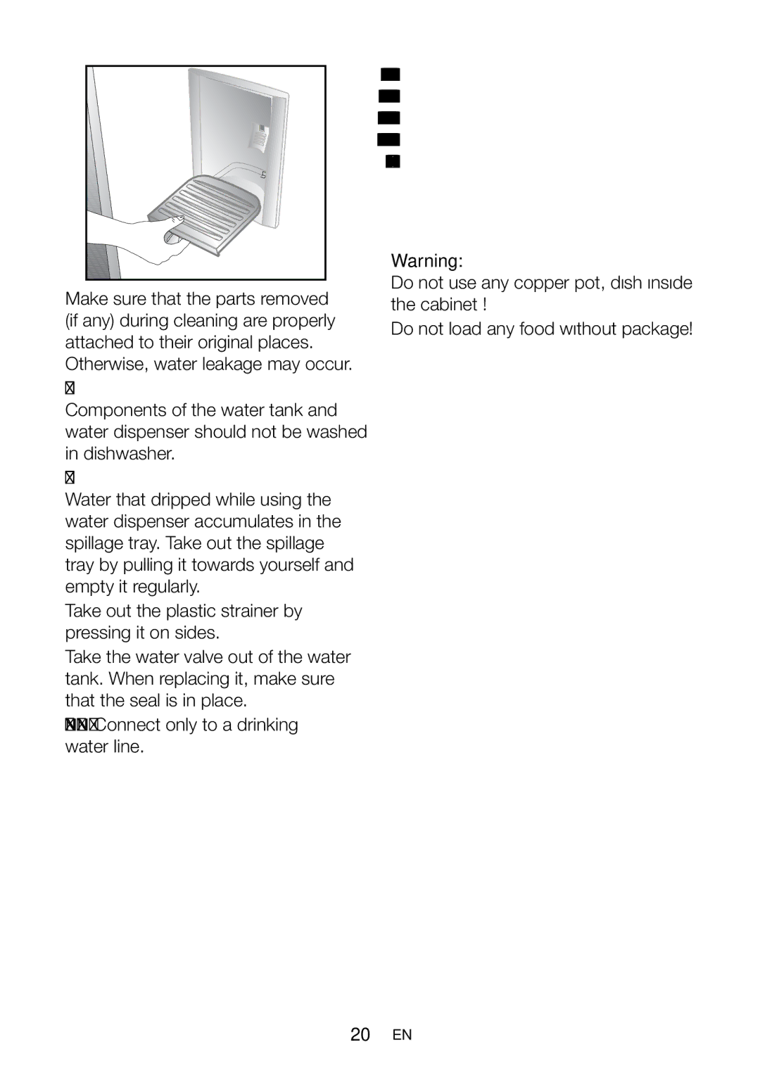 Beko COOL54FDS, COOL54FDW manual Water tray 