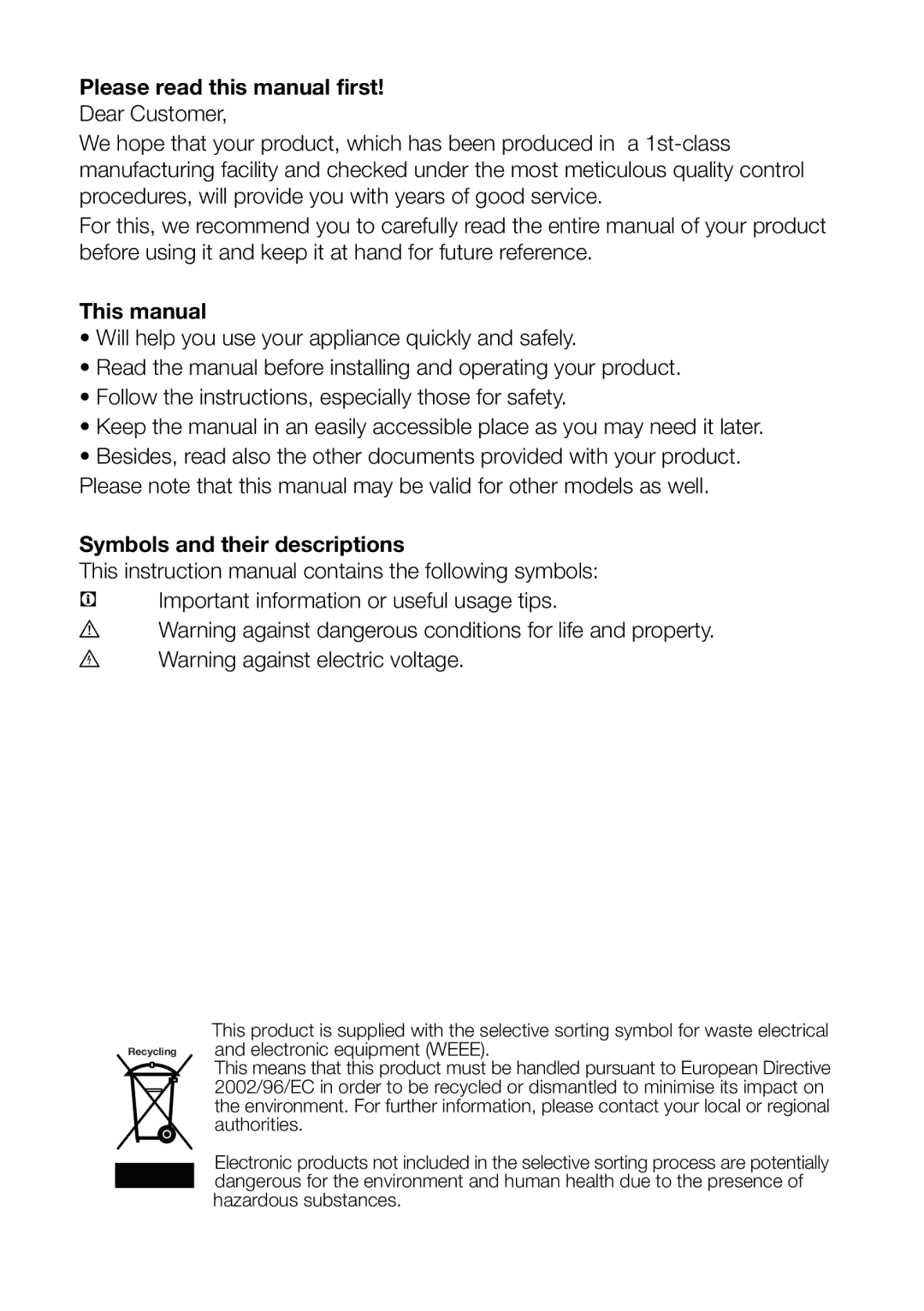 Beko CS 6914 APW Please read this manual first 