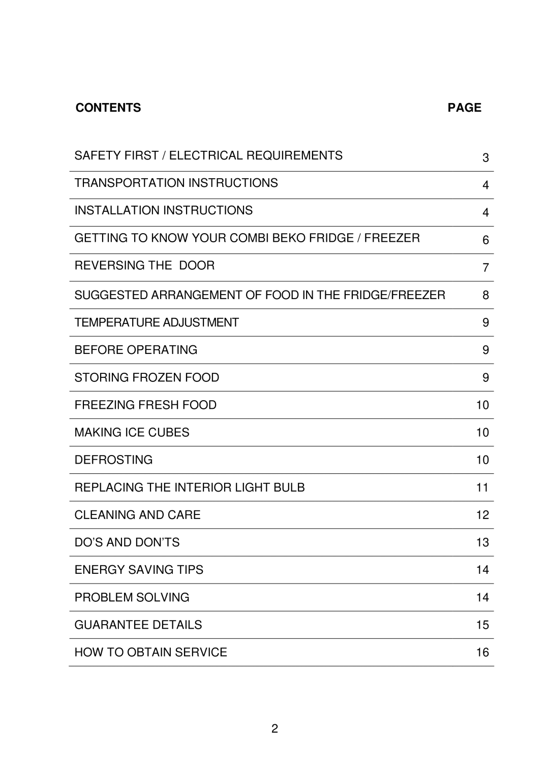 Beko CS5342APW manual Contents 