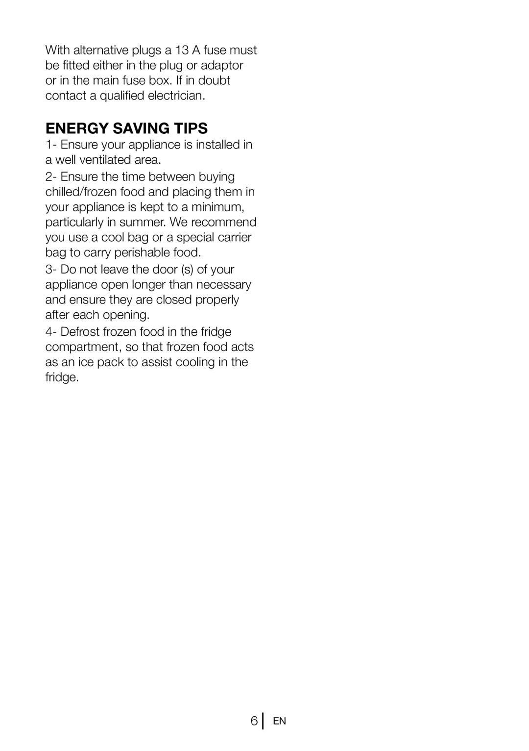 Beko CS5533APW manual Energy Saving Tips 