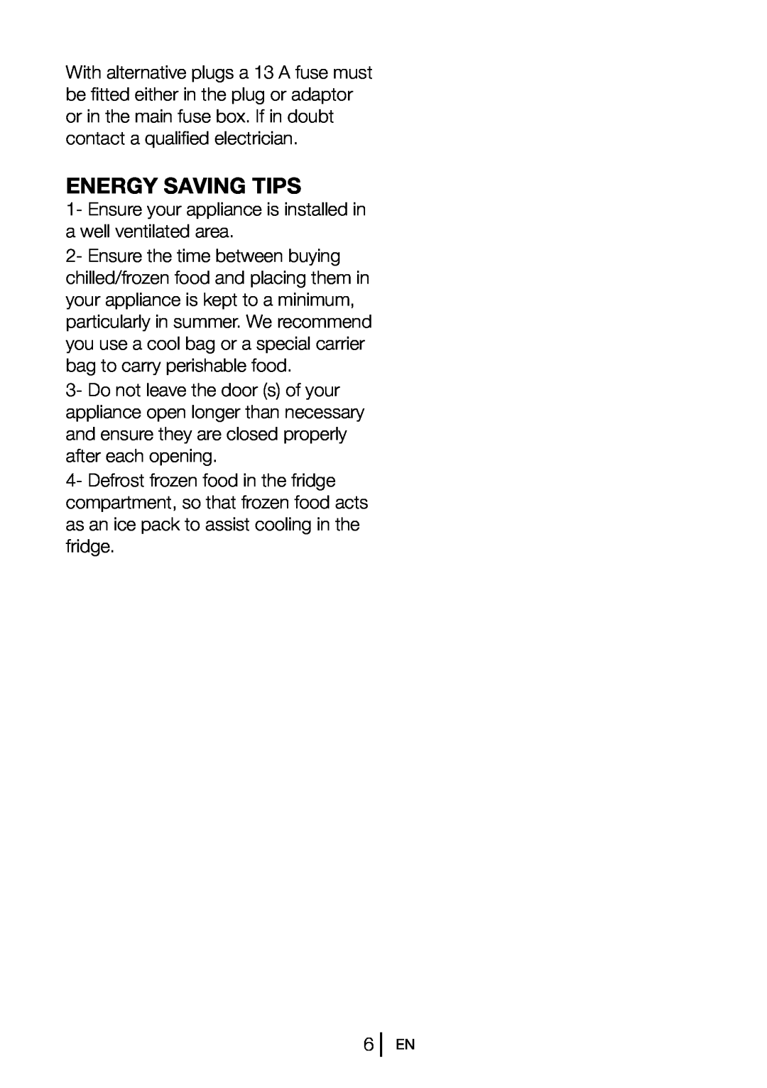 Beko CS5533APW manual Energy Saving Tips 