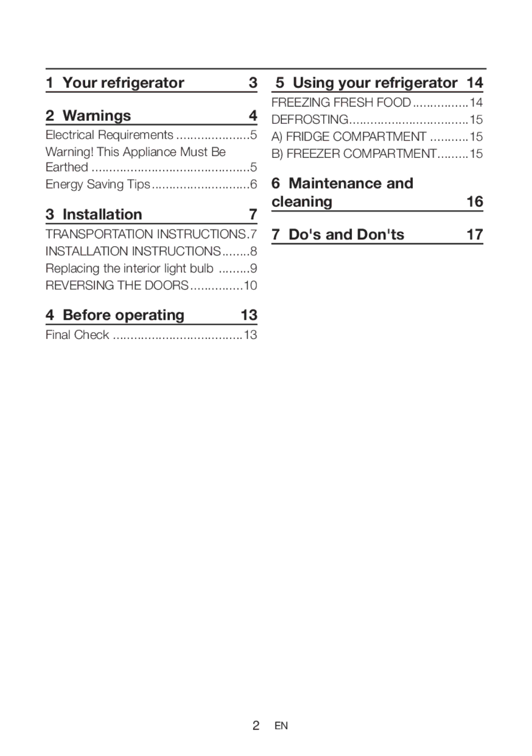 Beko CT5381APW manual Your refrigerator, Installation, Before operating, Using your refrigerator 