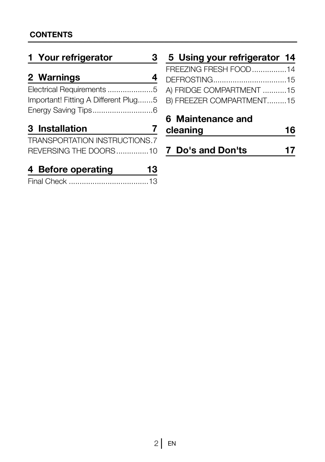 Beko CT7831S manual Contents 