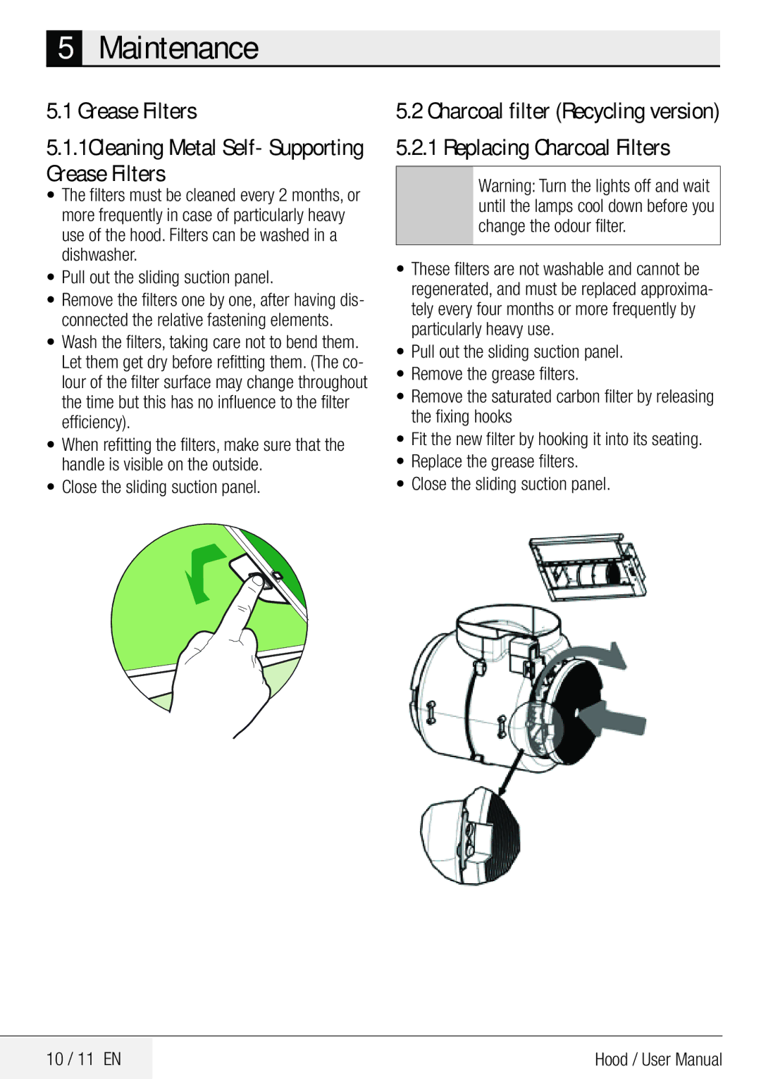 Beko CTB 6250 XA, CTB 9250 XA user manual Maintenance, Pull out the sliding suction panel, Close the sliding suction panel 