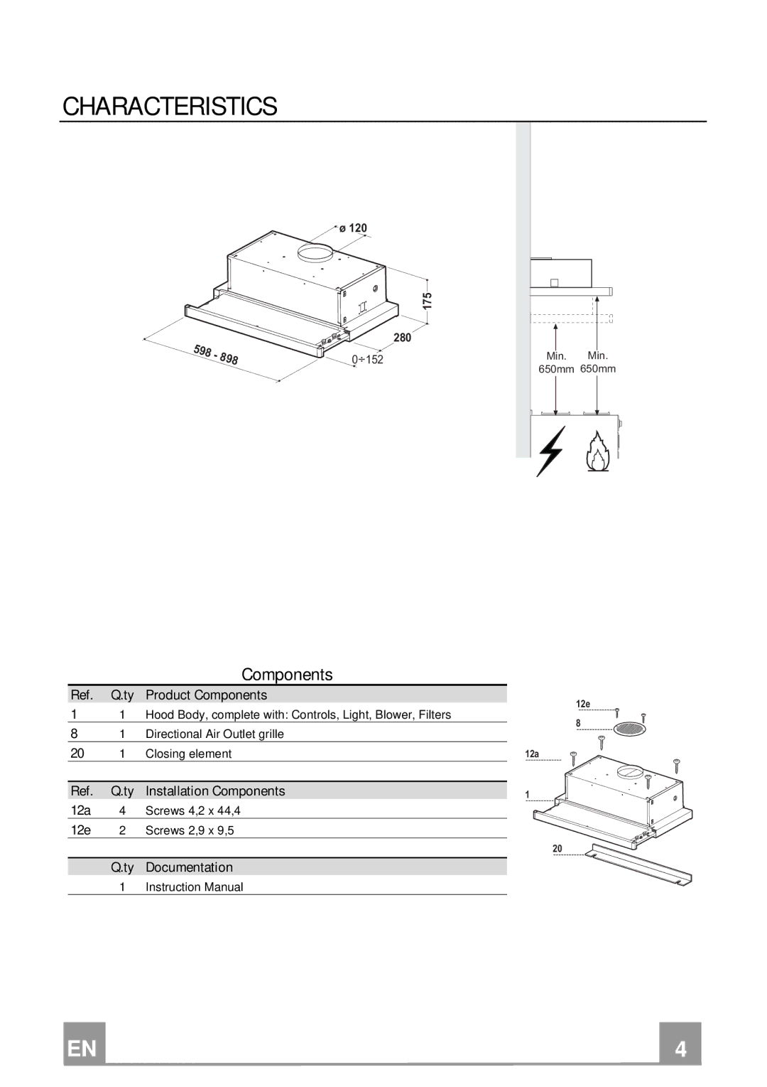 Beko CTB 6407, CTb 9407 manual Characteristics, Components 