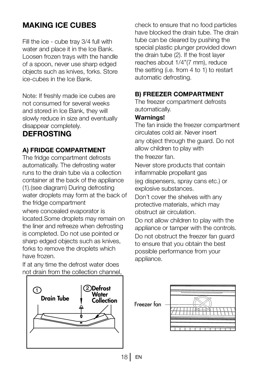 Beko CXF6114 S manual Making ICE Cubes, Defrosting 