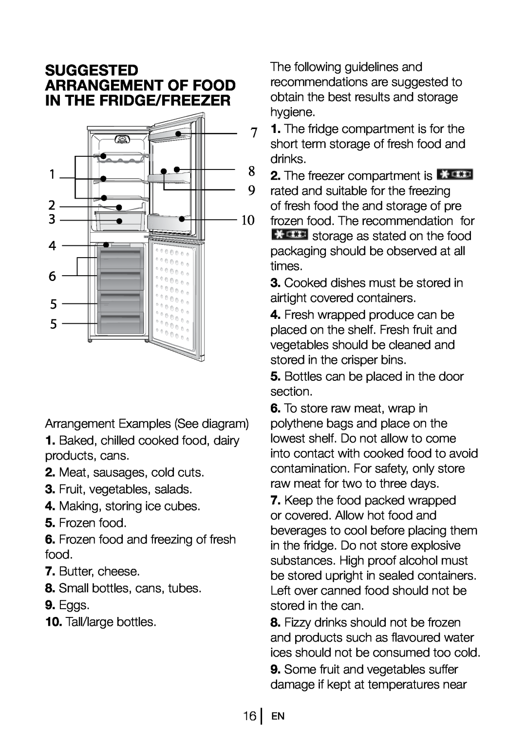 Beko CXF6114 S manual Suggested, Arrangement Of Food, In The Fridge/Freezer 