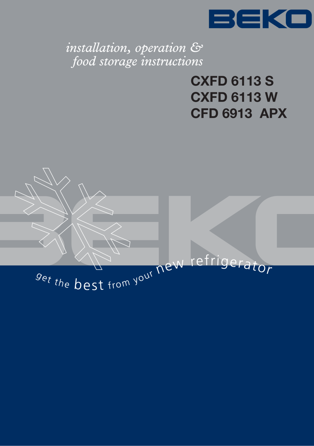 Beko manual CXFD 6113 S CXFD 6113 W CFD 6913 APX 