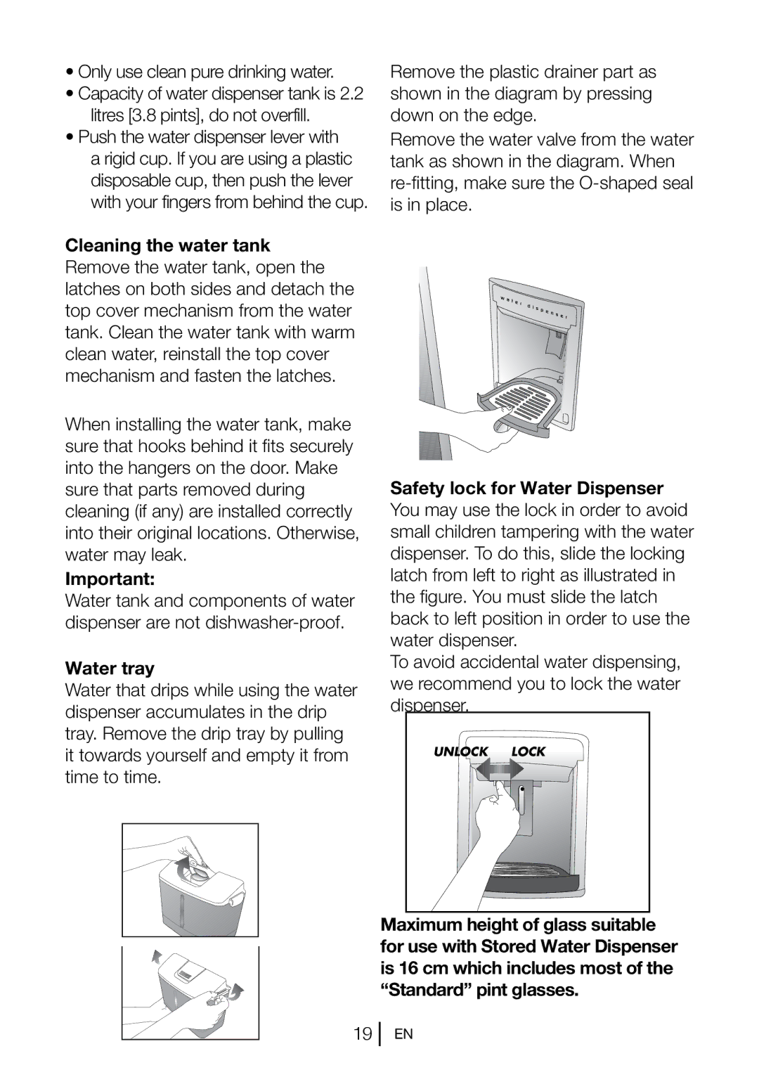 Beko CXFD5104 W manual Water tray 