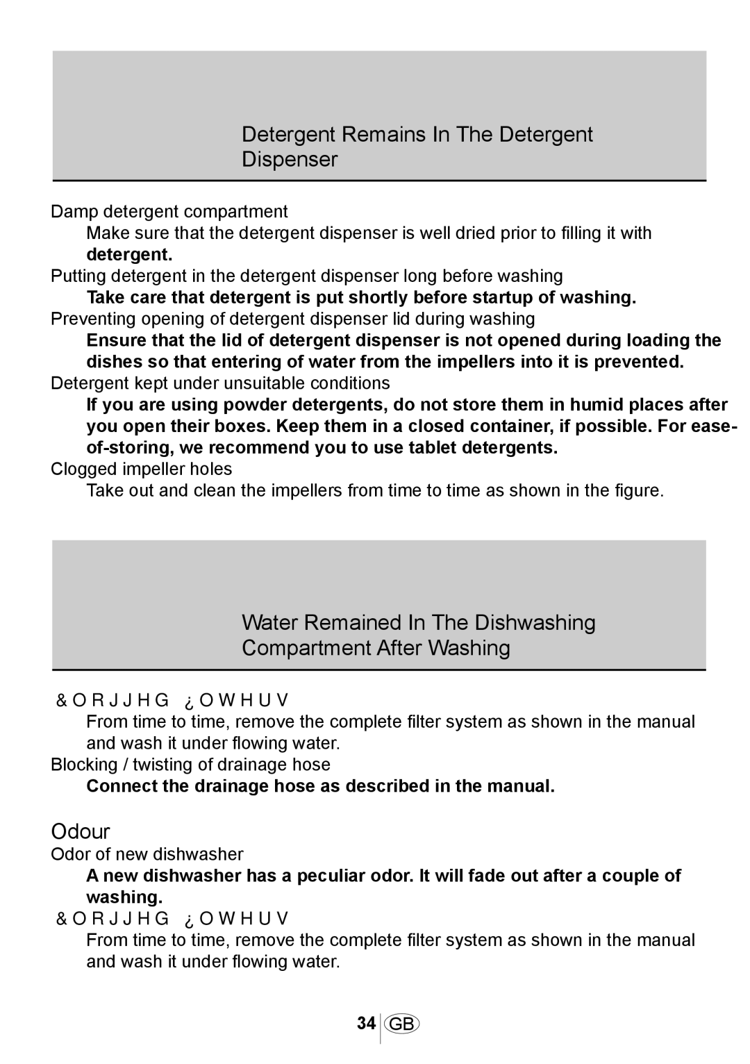 Beko D 5001 ES Detergent Remains In The Detergent Dispenser, Water Remained In The Dishwashing Compartment After Washing 