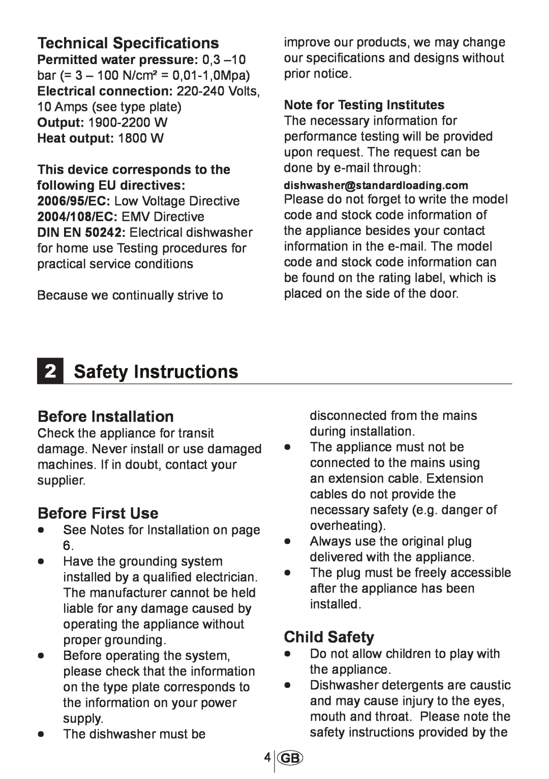 Beko D 5001 EM 2Safety Instructions, Technical Specifications, Before Installation, Before First Use, Child Safety 