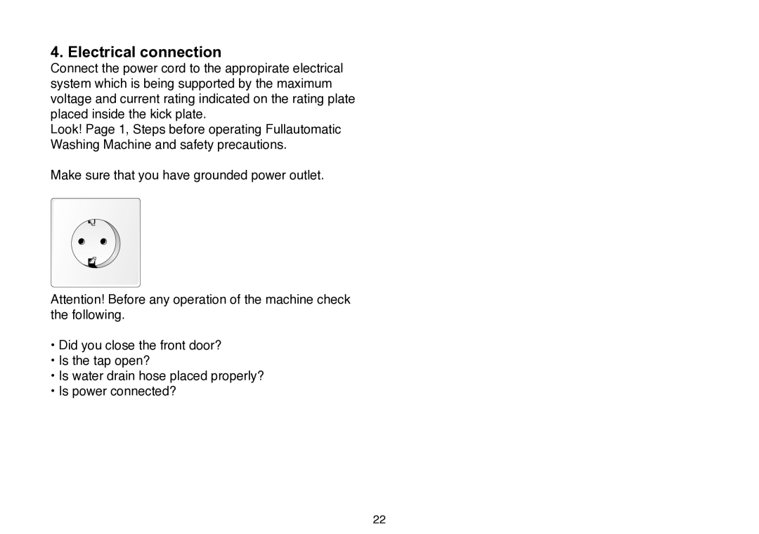 Beko D 5102 B user manual Electrical connection 