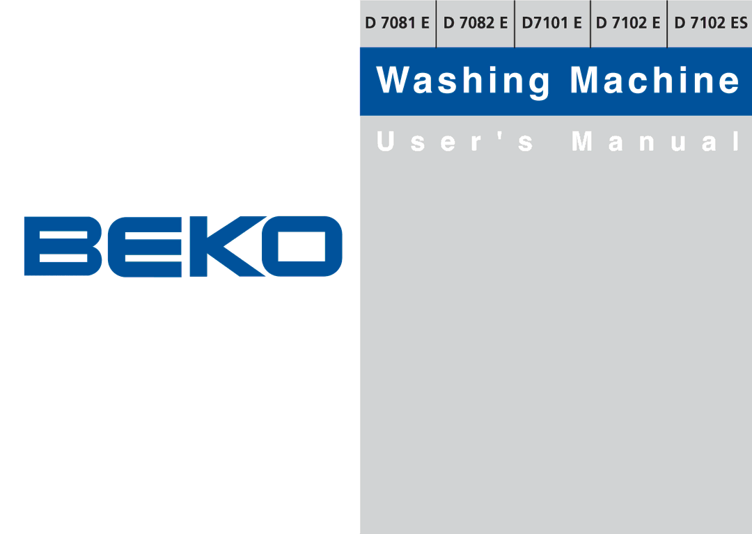 Beko D 7081E, D 7082E, D 7102ES, D 7101E manual 