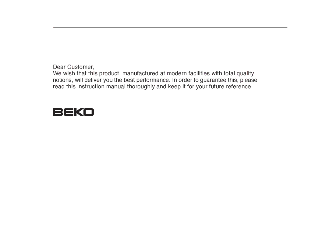 Beko D 7102ES, D 7081E, D 7082E, D 7101E manual Dear Customer 