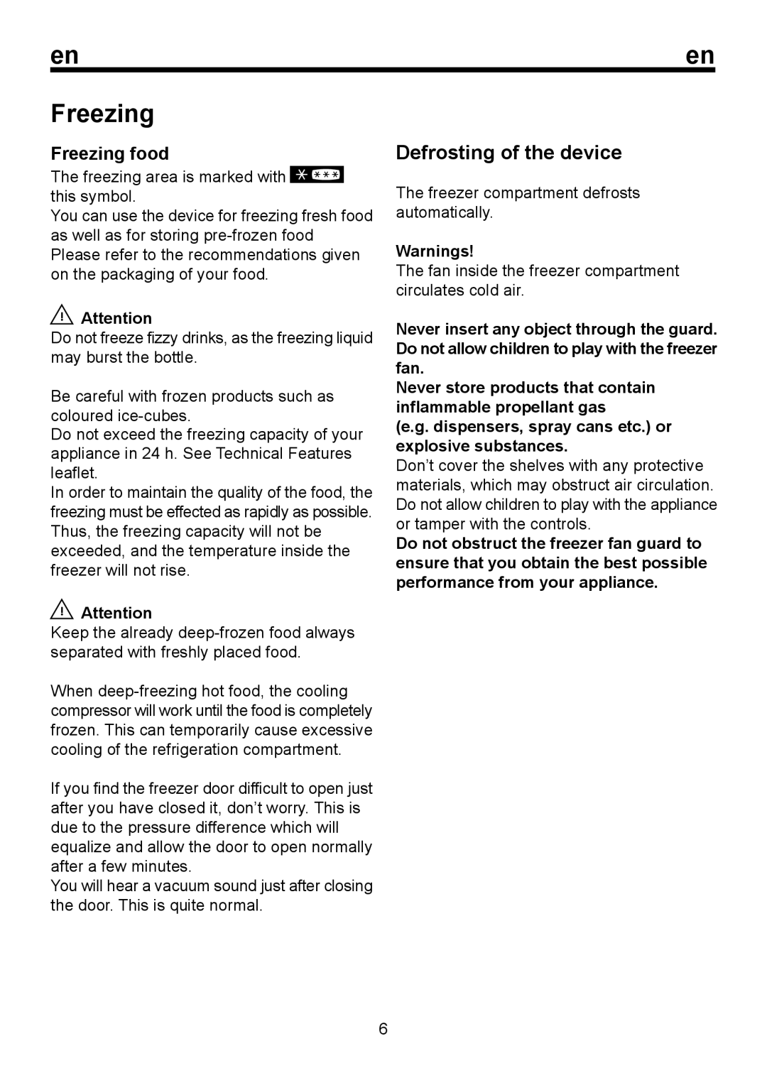 Beko D 9420 NMK instruction manual Freezing food 