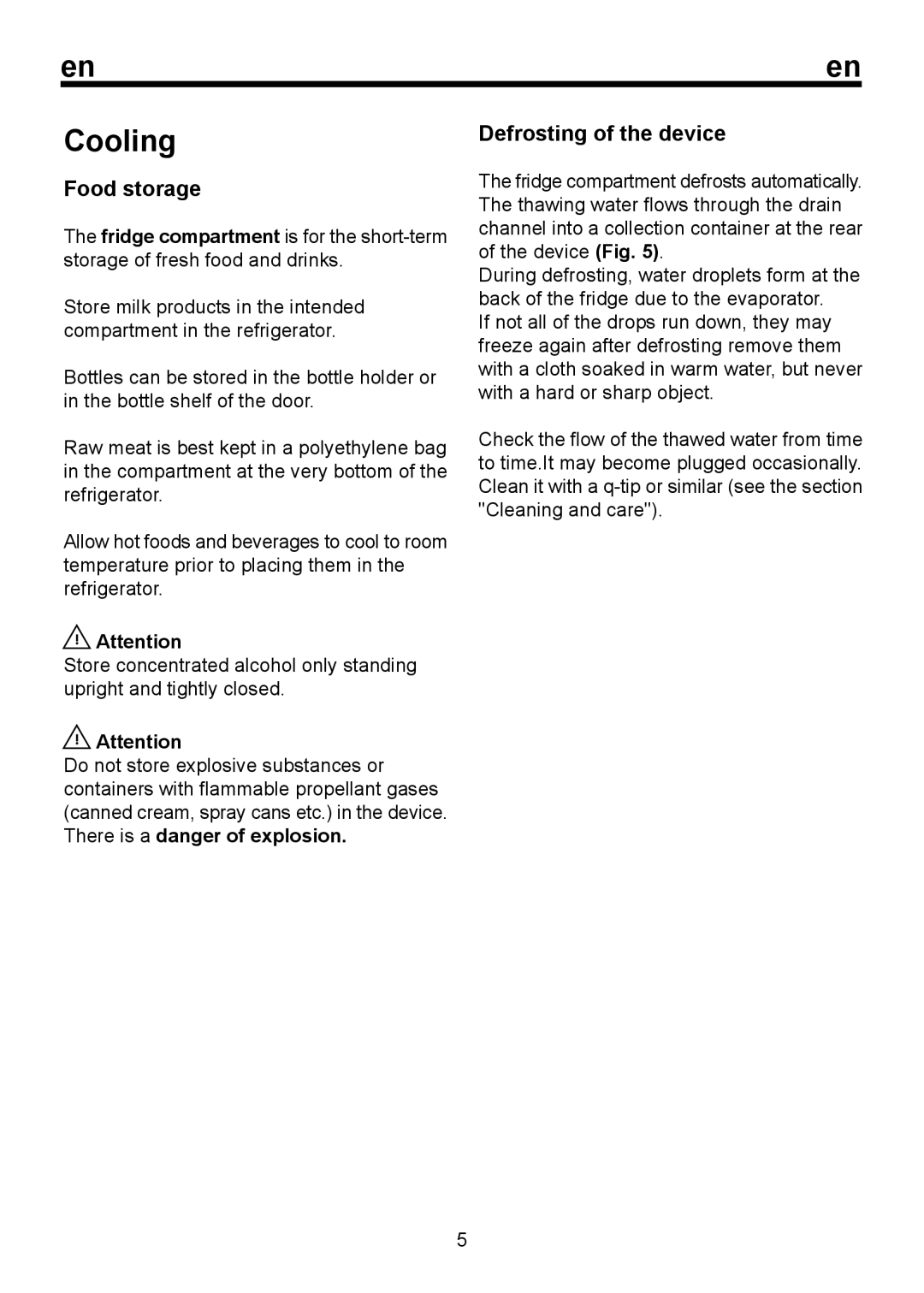 Beko D 9420 NMK instruction manual Cooling, Food storage, Defrosting of the device 