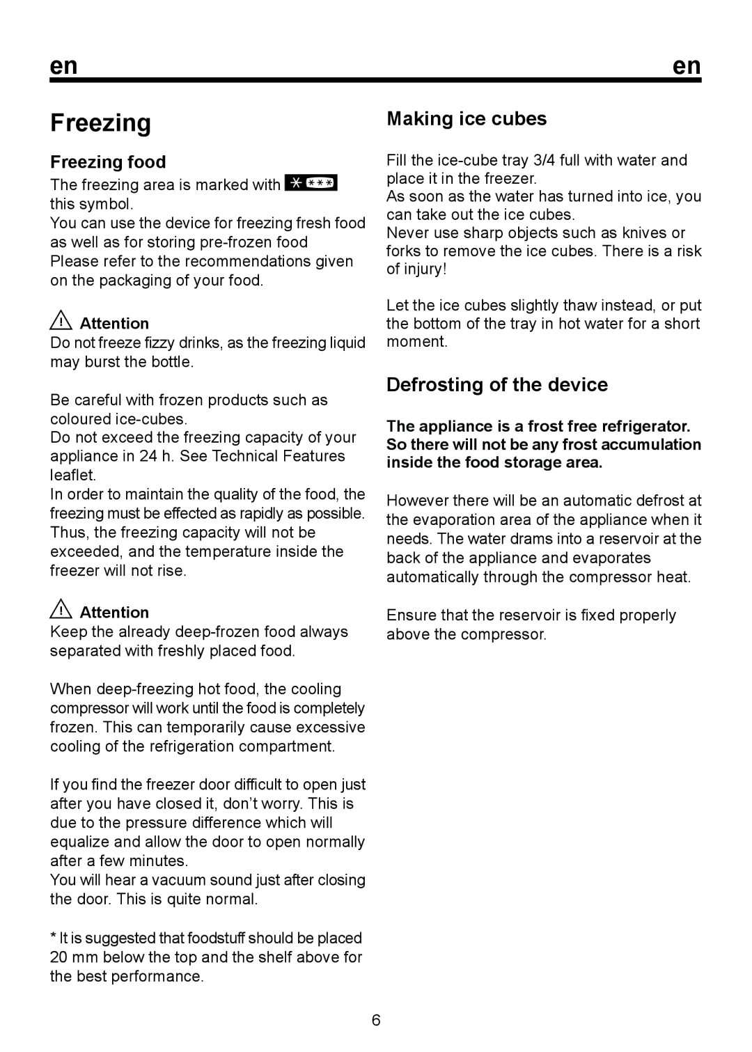 Beko D 9459 NM instruction manual Making ice cubes, Freezing food 