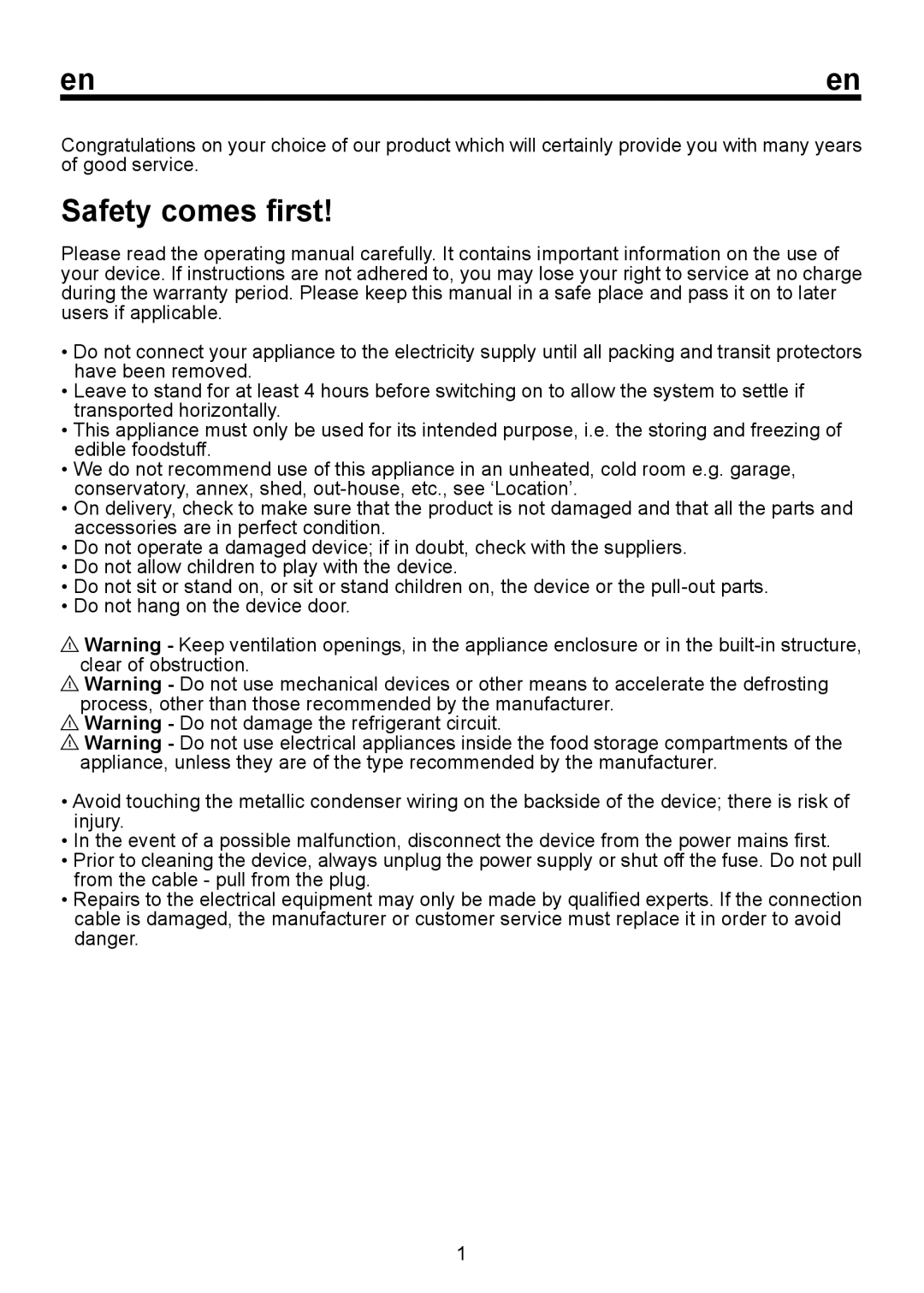 Beko D 9459 NM instruction manual Safety comes first 