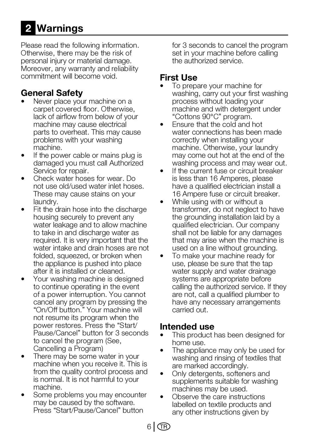 Beko D2 7101E, D2 7102 ES, D2 7082 E manual General Safety, First Use, Intended use 