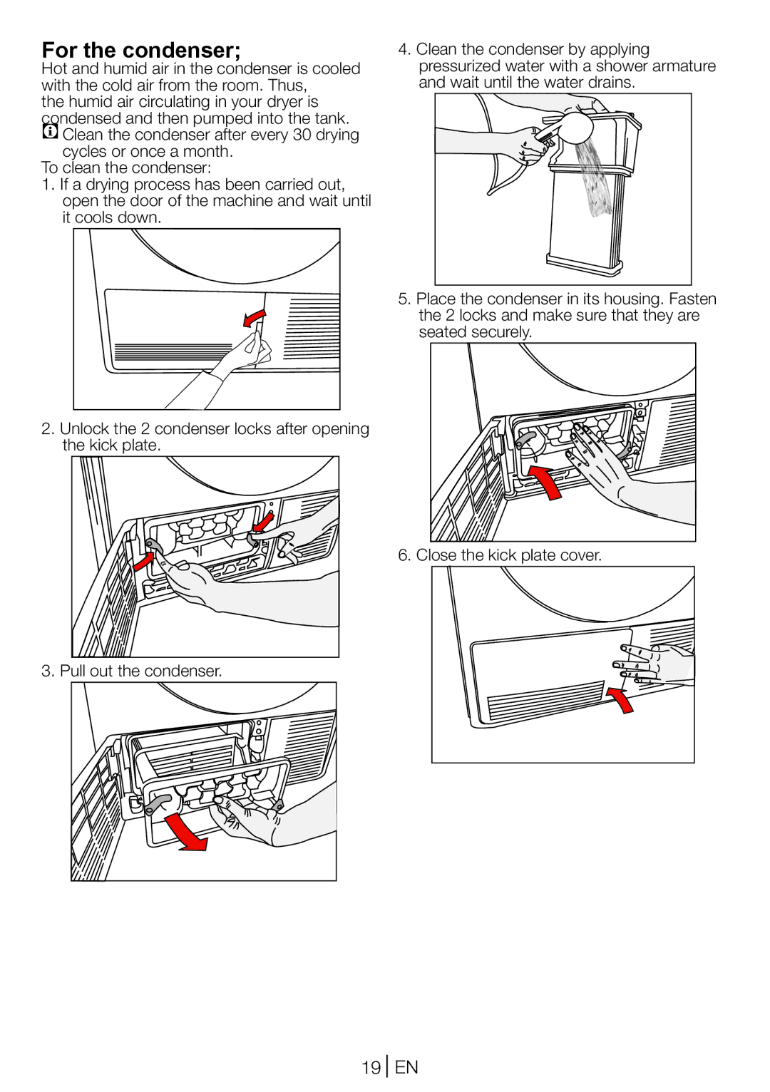 Beko DC 7100 manual For the condenser, 19 EN 