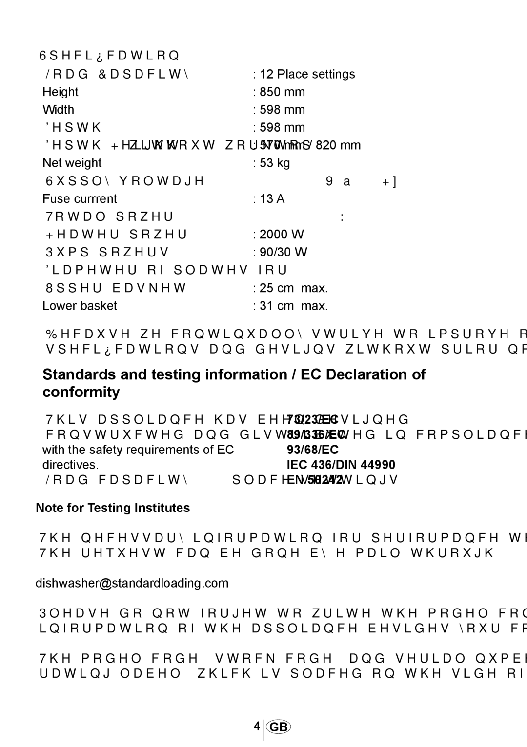 Beko DFN 1000 X manual Specification 